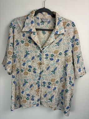 Vintage 90s Floral Button Down Blouse